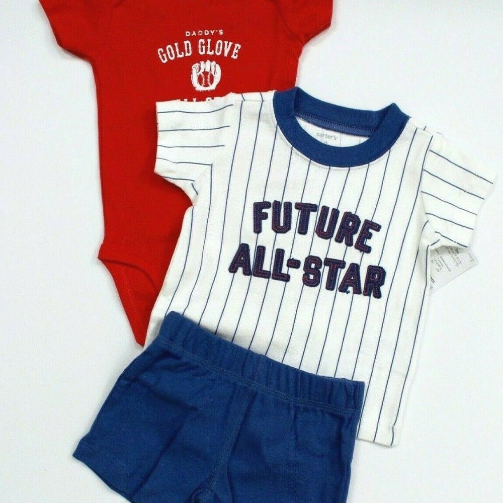 Carter's 3-Piece Bodysuit, Stripe Shirt and Shorts 3M